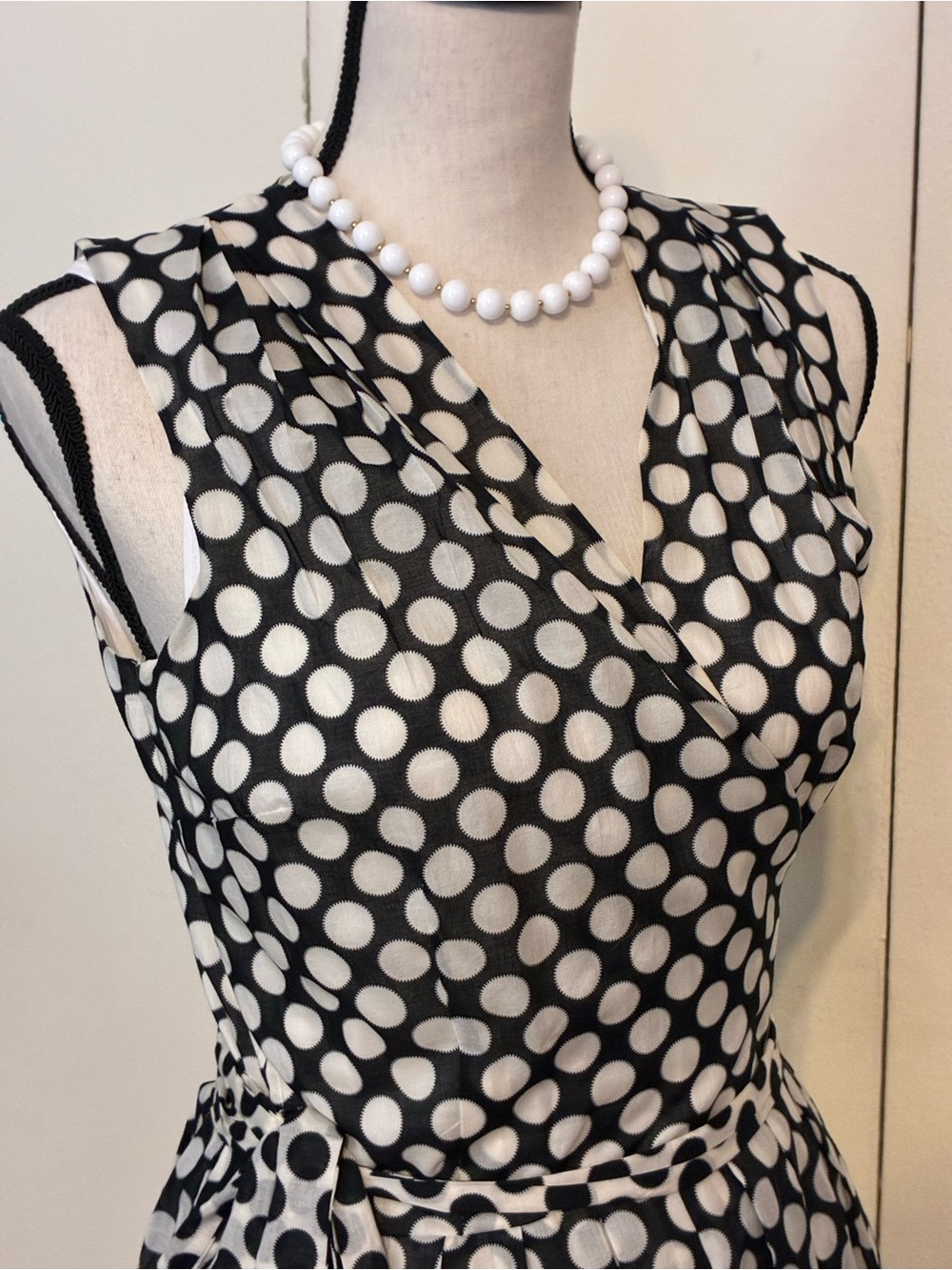 Alfani Black and White Polka Dot Midi Wrap Dress
